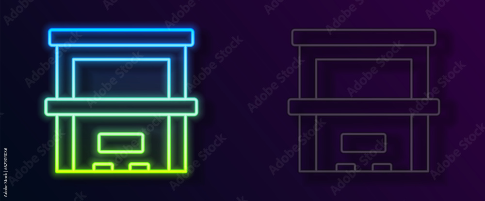 Glowing neon line Piano icon isolated on black background. Musical instrument. Vector Glowing neon line Piano icon isolated on black background. Musical instrument. Vector