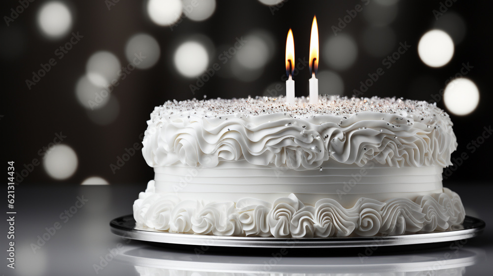 birthday cake with candles HD 8K wallpaper Stock Photographic Image