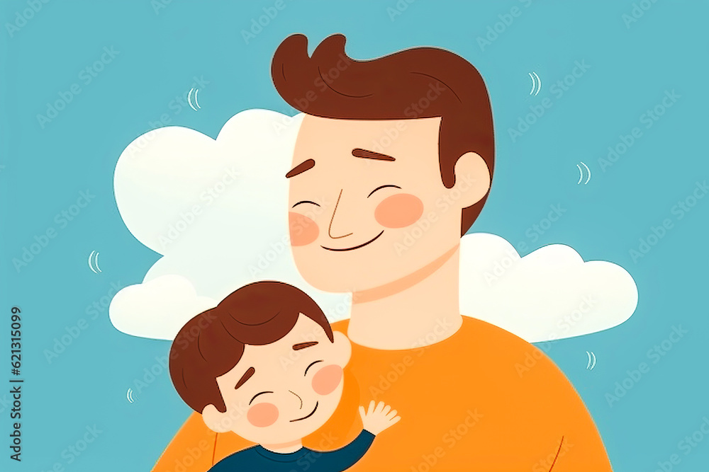 Charming illustration of a father and child, epitomizing paternal love and Father's Day celebration - evoking warmth, tenderness, and memorable moments. Generative AI Charming illustration of a father and child, epitomizing paternal love and Father's Day celebration - evoking warmth, tenderness, and memorable moments. Generative AI