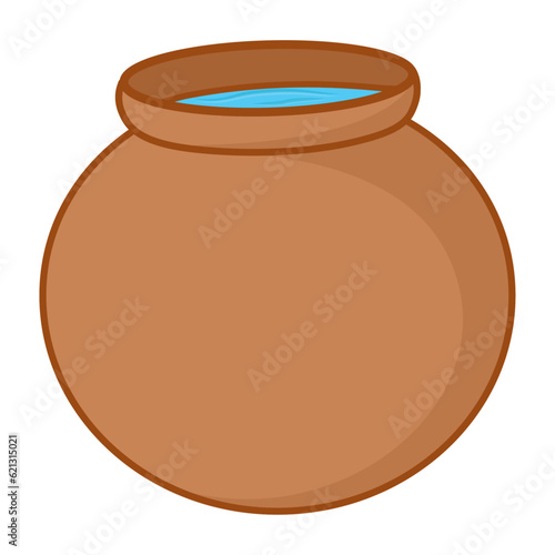 Water clay pot of soil (Matka, Ghada ) Vector illustration