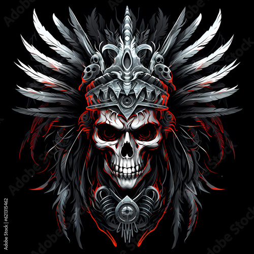 Wallpaper Mural skull warrior  tattoo design dark art illustration isolated on black Torontodigital.ca