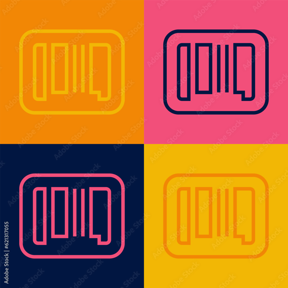 Pop art line Barcode icon isolated on color background. Vector Pop art line Barcode icon isolated on color background. Vector