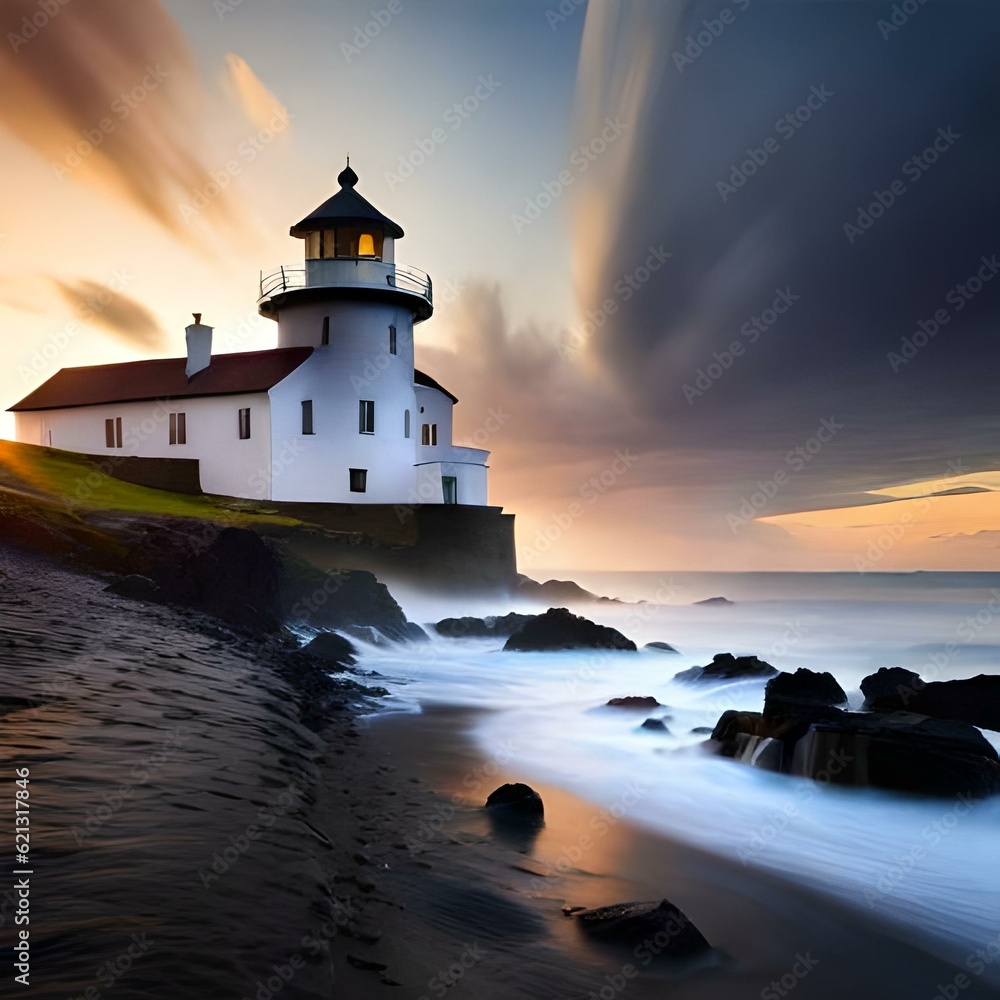 lighthouse at sunset