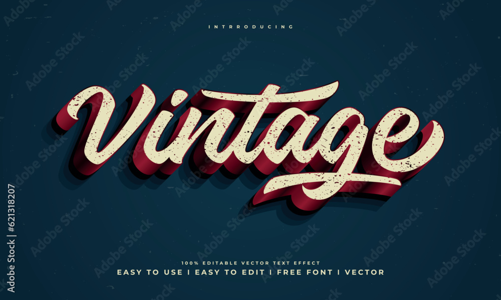 vintage retro editable text effect alphabet font typography typeface