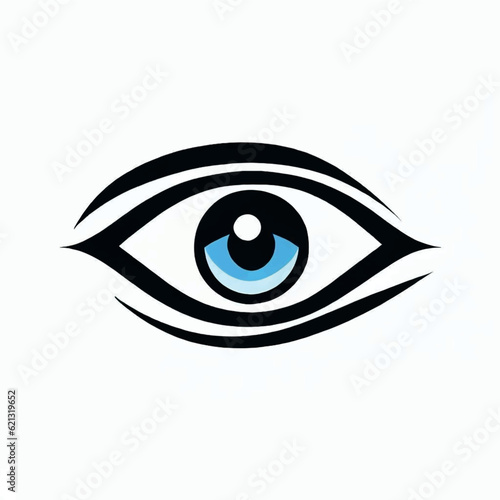 eye logo illustration in blue color on a white screen