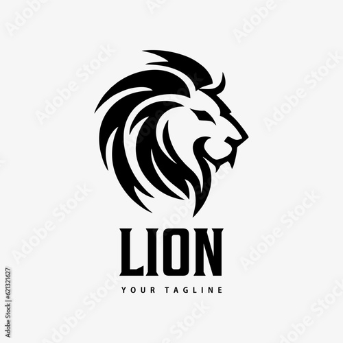 Lion logo facing right  abstract  black and white  vintage simple design template vector illustration
