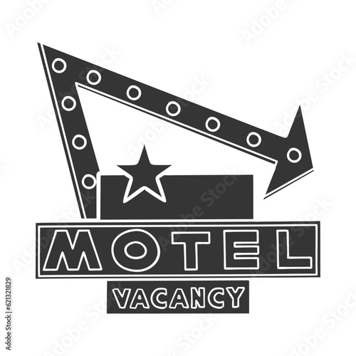 Mottel Badge Icon Silhouette Illustration. Vacancy Retro Vector Graphic Pictogram Symbol Clip Art. Doodle Sketch Black Sign.
