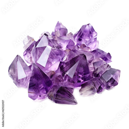 Purple Amethyst Crystal Shards Realistic , isolated on transparent background, PNG