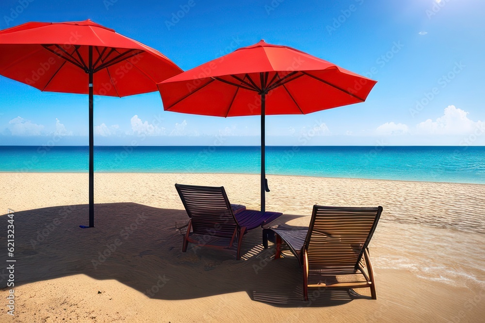 chairs and umbrella on the beach