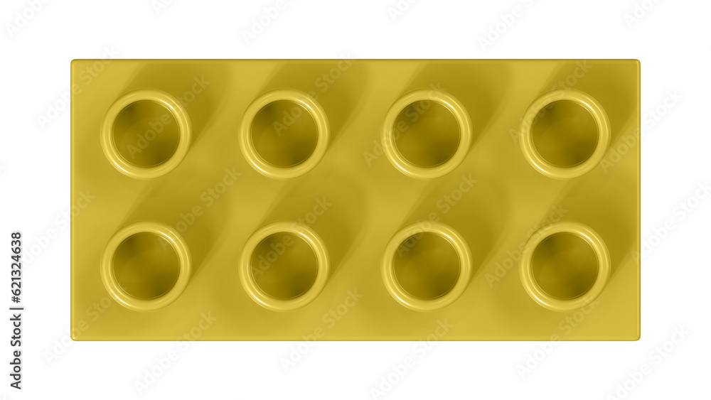 Old Gold Bricks Block Isolated on a White Background. Close Up View of a Plastic Children Game Brick for Constructors, Top View. High Quality 3D Rendering with a Work Path. 8K Ultra HD, 7680x4320 Old Gold Bricks Block Isolated on a White Background. Close Up View of a Plastic Children Game Brick for Constructors, Top View. High Quality 3D Rendering with a Work Path. 8K Ultra HD, 7680x4320