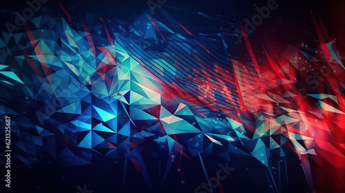 Independence day abstract background with elements of the american flag in red and blue colors. Generative Ai