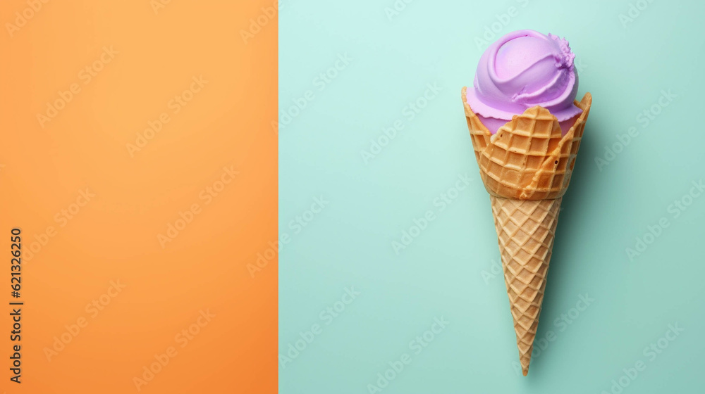 Dondurma on colorful background. Copy Space on the side. Generative AI. Dondurma on colorful background. Copy Space on the side. Generative AI.