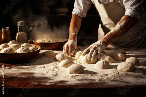 Making dough by hand. Generative AI