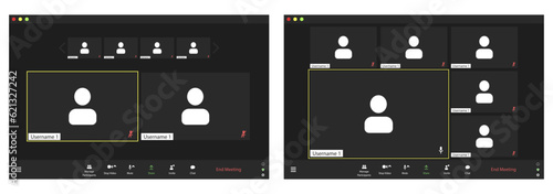 Online conference landing page set for 6 people. Virtual webinar, meeting, dialogue, conversation, event. 3 different illustration options.
