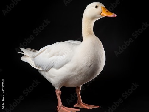 Duck in front of a white background