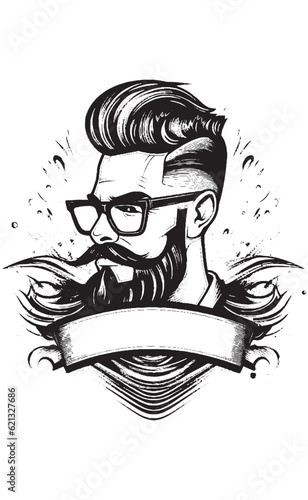 Vector illustration of a male headshot which can be used as logo for a barber shop