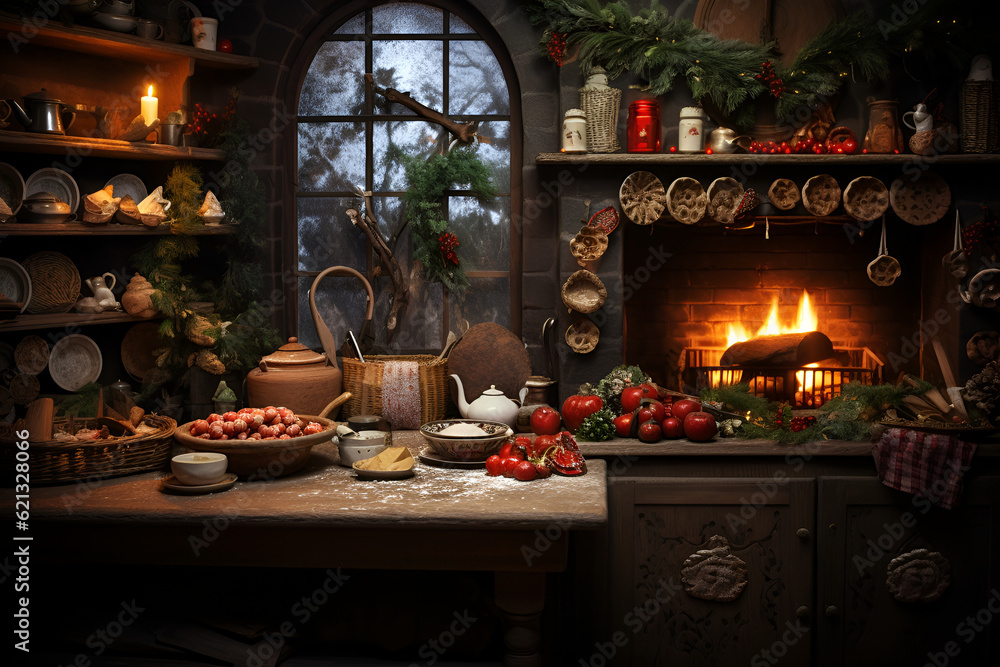 fireplace with christmas decorations and food fireplace with christmas decorations and food