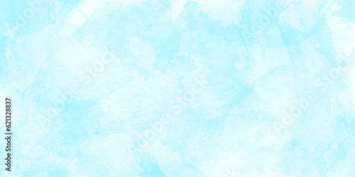 Blurred light sky blue watercolor background with watercolor paint splash and stains, acrylic and painted soft blue design watercolor picture painting illustration perfect for presentation and design.