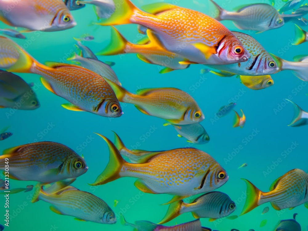 Naklejka premium different colorful fish in the water