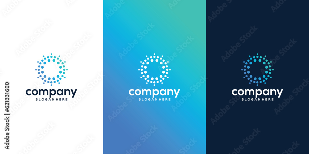 Abstract letter o with pixel line elements for digital and technology data business company Abstract letter o with pixel line elements for digital and technology data business company