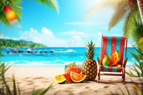 Realistic Summer festive vacation beach Background