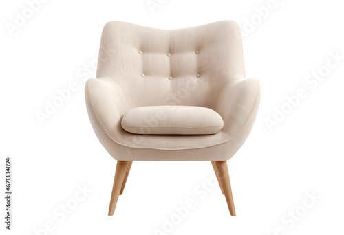 Beige Accent Chair - Isolated on transparent background
