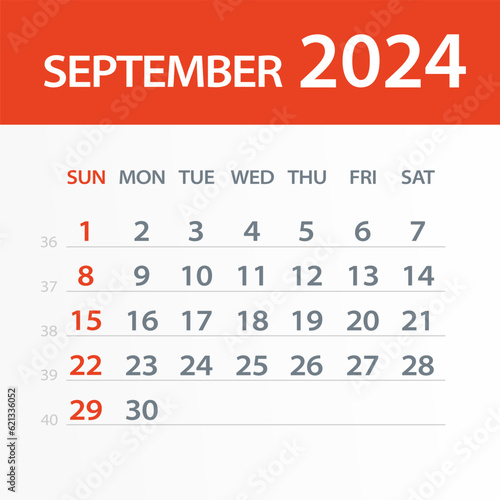 September 2024 Calendar Leaf - Vector Illustration