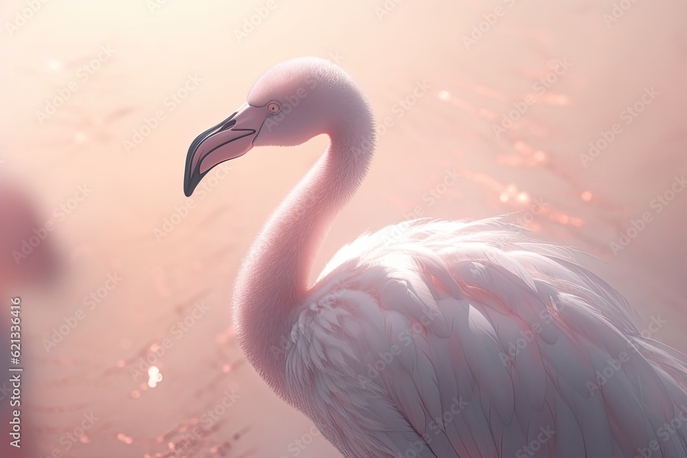 Fototapeta premium Beautiful flamingo. Background in beautiful ultra pink colors