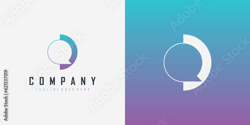 Initial Letter Q Logo with Circle isolated on Double Background. Usable for Business and Branding Logos. Flat Vector Logo Design Template Element.
