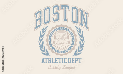 Vector artwork in varsity vintage style. Texture is removable.