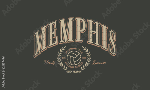 Vector artwork in varsity vintage style. Texture is removable.
