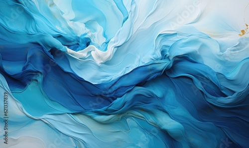 Abstract art blue paint background with liquid fluid grunge texture, generative AI