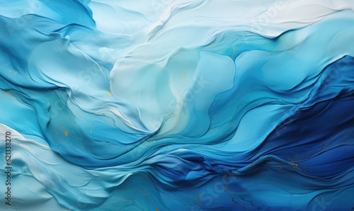 Abstract art blue paint background with liquid fluid grunge texture, generative AI