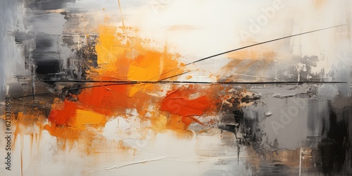 Abstract painting with orange and grey colors