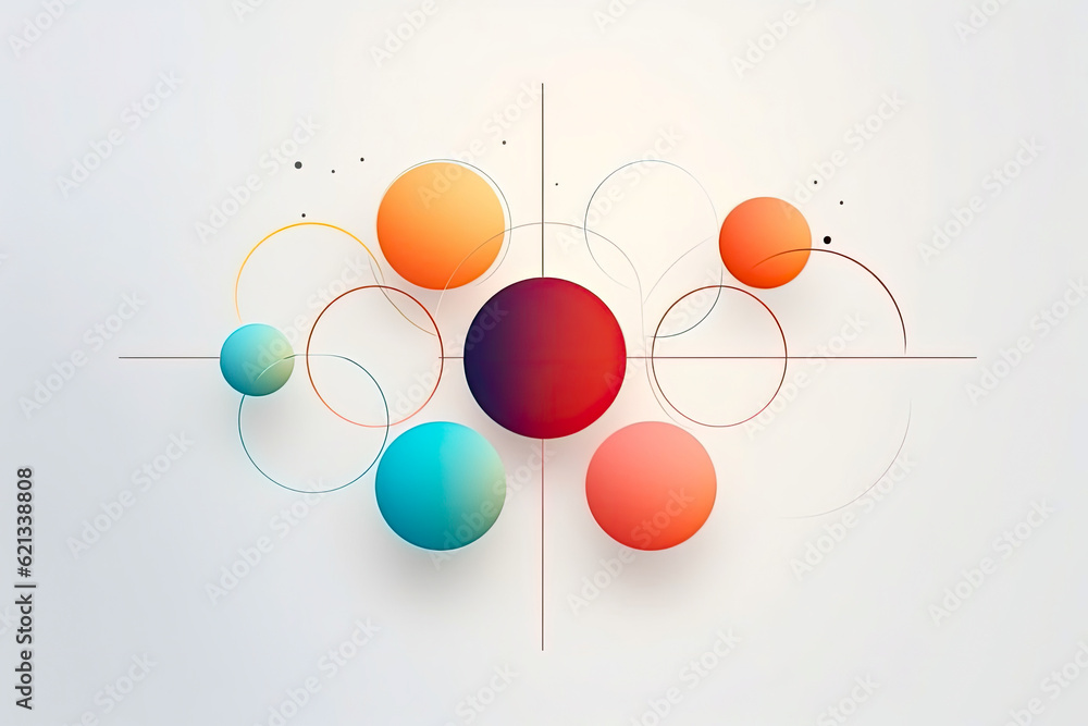minimalistic abstract background with intersecting lines and circles, symbolizing unity and connection