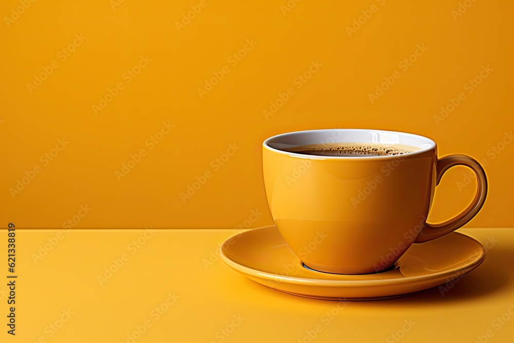 Abstract minimalistic cup of coffee on an orange and blue background Abstract minimalistic cup of coffee on an orange and blue background