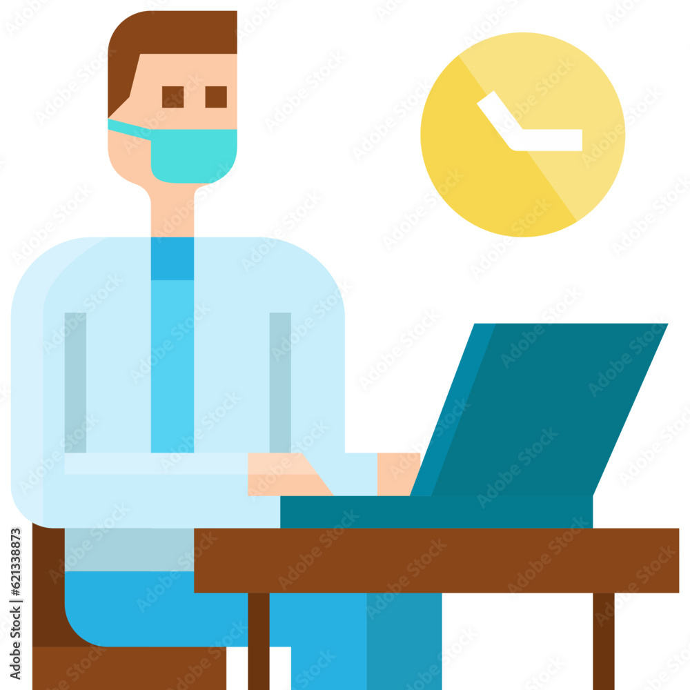 Businessman with mask .flat icon design