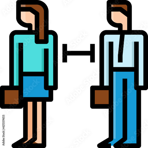 Social distancing on public. Filled outline icon design