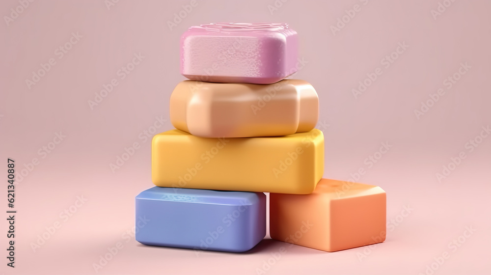 Handmade citrus soap and fresh fruit on white background. Generative ai Handmade citrus soap and fresh fruit on white background. Generative ai