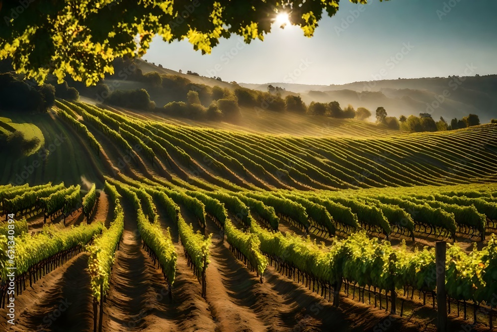 A picturesque vineyard during harvest season.