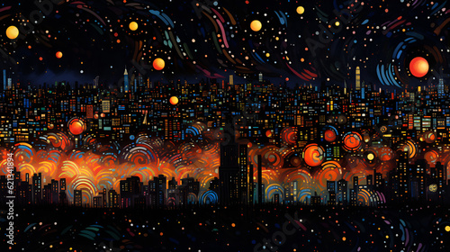 city night ,star,light,AI generated 