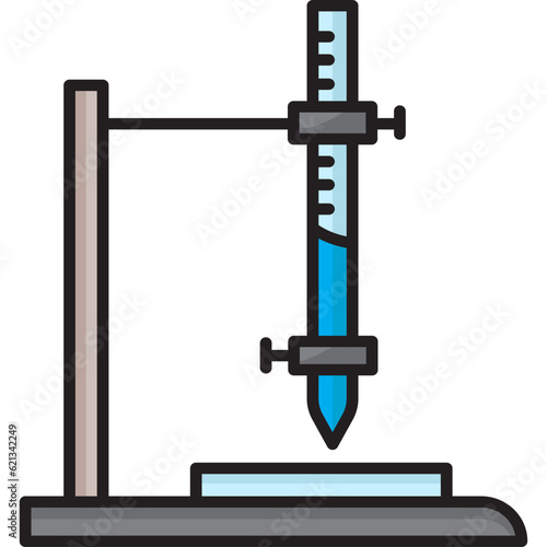 Buret Chemical Experiment. Laboratory Chemistry Science. Outline Icon