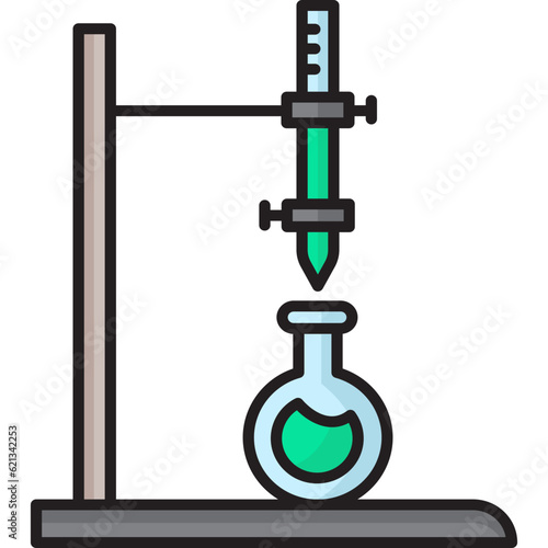 Buret Chemical Experiment. Laboratory Chemistry Science. Outline Icon