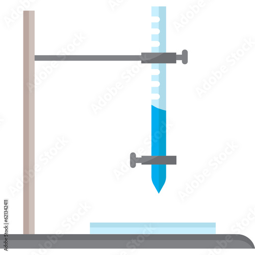 Buret Chemical Experiment. Laboratory Chemistry Science. Outline Icon