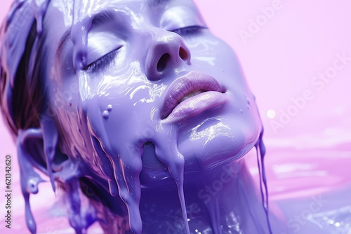 woman relaxing in a viscous liquid, Generative AI
