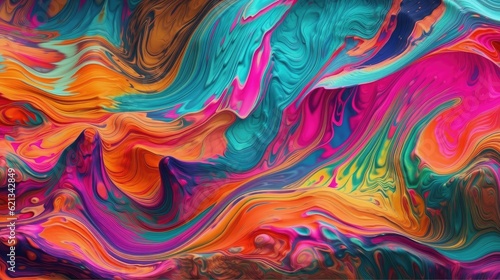 Abstract art background texture, liquid texture with fluid art material, coloured wavy design, modern waves wallpaper illustration - Generative ai