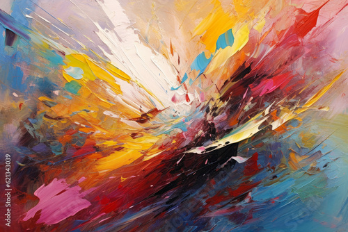 symphony of vibrant brushstrokes, swirling and intermingling in a riot of colors and textures
