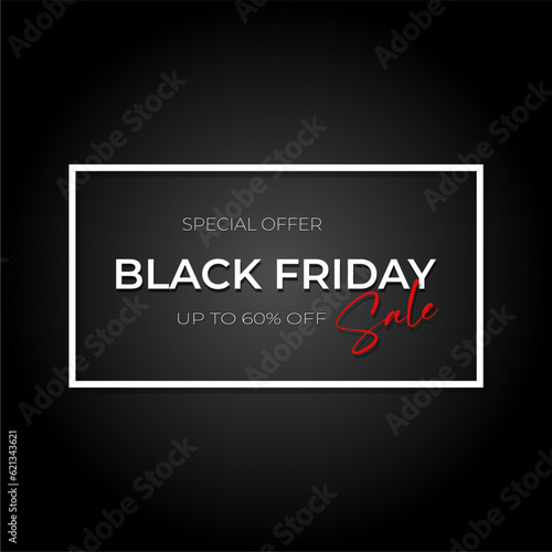 Black Friday sale special offer white frame black background. Black Friday Sale poster