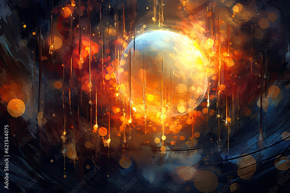 symphony of abstract particles and glowing orbs, evoking a sense of enchantment and magical allure