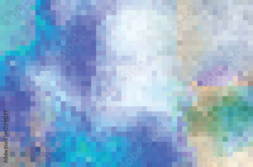 Pixel Art pastel blurred background. Vector mosaic clipart